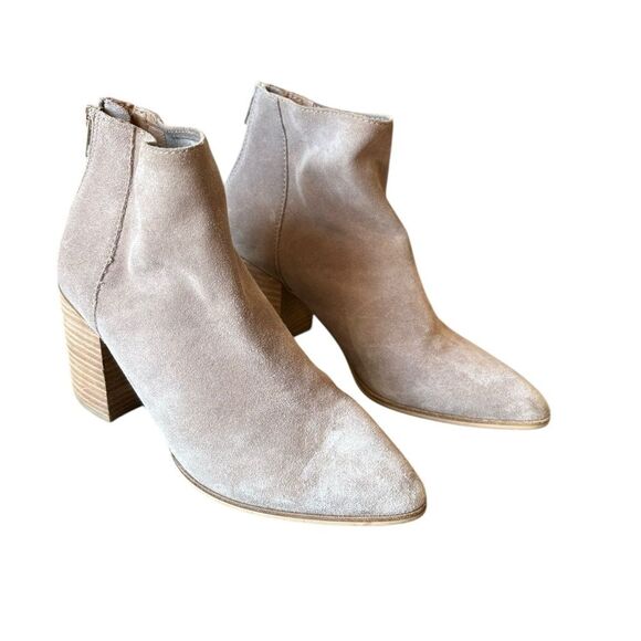 Steve Madden Jillian Ankle Boots Womens Size 9 Taupe Suede Leather Back Zip - Picture 4 of 10